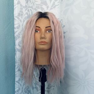 Pink Dark Rooted Beach Wave Heat Friendly Lace Front Wig Size OS